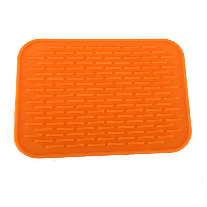 Silicone Table Mat Square Drain Heat Insulation Yipin Orange