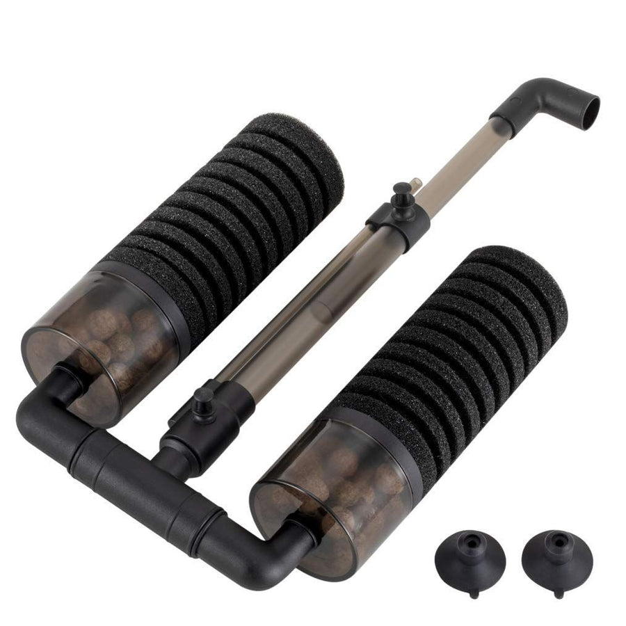 Aquarium Double Sponge Filter, Comes with 2 Spare Sponges - Black - Size M
