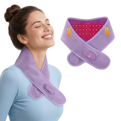 Red Light Therapy Heating Massage Wrap – Wireless Cordless Design with 36 LED Lights, 660-850nm Infrared, 3 Heat Levels, 3 Vibration Modes, Rechargeable 3000mAh Battery, for Neck, Shoulders, Waist, Knees, and More (Pink)