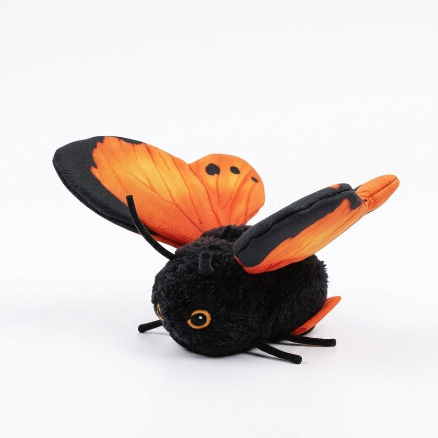 Interactive Fluttering Butterfly Cat Toy, Rechargeable Automatic Mover with Elastic Cord, Lifelike Touch-Activated Kicker in 3 Motion Modes, Handmade Plush Insect Imitation for Indoor Feline Fun and Energy Release (Orange)
