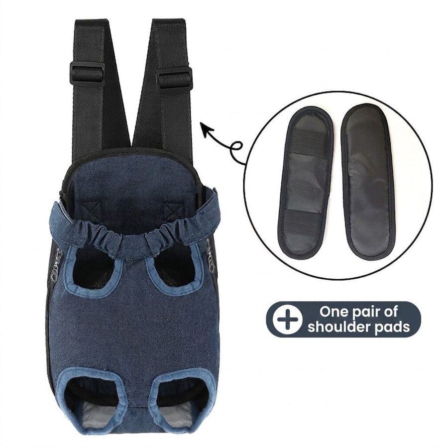 Portable Pet Front Chest Backpack for Small Dogs and Cats – Hands-Free Travel Carrier with Adjustable Straps, Breathable Mesh, and Padded Shoulder Pads for Comfortable Outdoor Adventures (L, Navy)