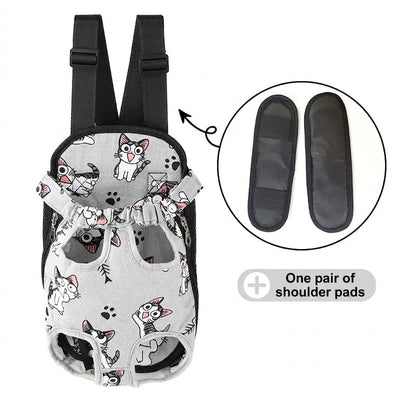 Portable Pet Front Chest Backpack for Small Dogs and Cats – Hands-Free Travel Carrier with Adjustable Straps, Breathable Mesh, and Padded Shoulder Pads for Comfortable Outdoor Adventures (M, Grey)