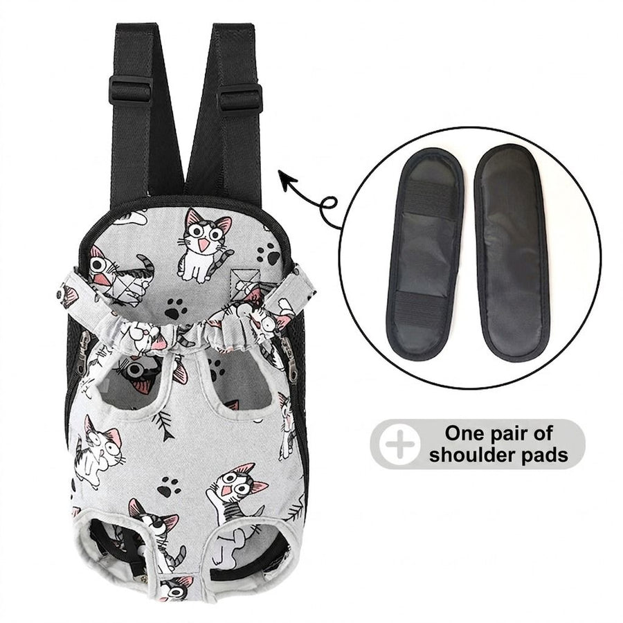 Portable Pet Front Chest Backpack for Small Dogs and Cats – Hands-Free Travel Carrier with Adjustable Straps, Breathable Mesh, and Padded Shoulder Pads for Comfortable Outdoor Adventures (S, Grey)