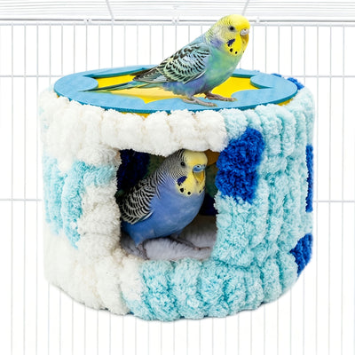 Cozy Hanging Bird Nest for Small Parrots – Warm, Soft, and Secure Hideaway with Removable Pad, Perfect for Budgies, Lovebirds, and Conures in Winter or Stress Relief (Blue)