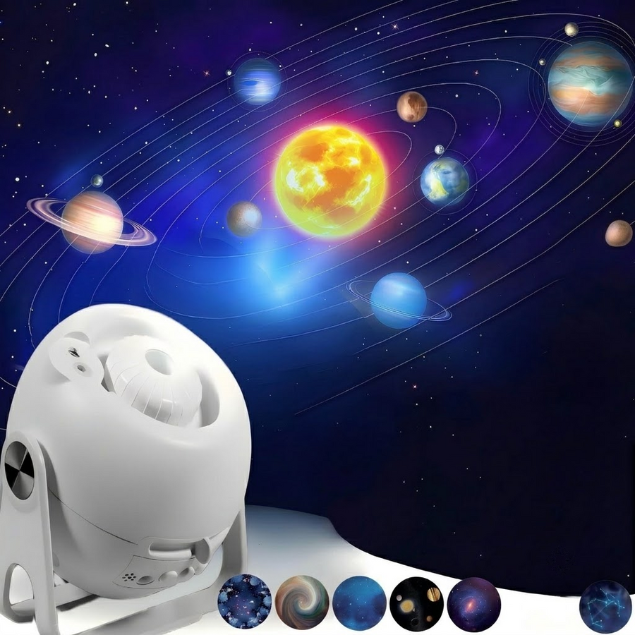 Adjustable Star Projector Lamp with Interchangeable Film Discs – Create a Dreamy Galaxy in Your Room, Perfect for Kids' Astronomy Education, Relaxing Sleep Aid, Romantic Bedroom Decor, and Party Atmosphere Lighting (6pcsCards)