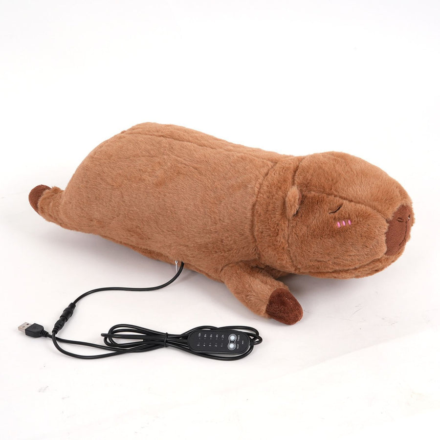 USB-Powered Capybara Plush Heating Pillow – Cute Cartoon Animal Design for Warmth and Comfort, Perfect for Belly, Waist, and Neck Heat Therapy, Ideal as a Cozy Hugging Companion for Home and Office Use (Brown)