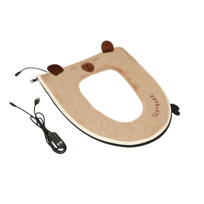 USB Heated Toilet Seat Cover with Capybara Design – Soft Plush, Washable, Fast Heating, 5-Level Temperature & Timer Control for Cozy Winter Bathroom Use (Brown)