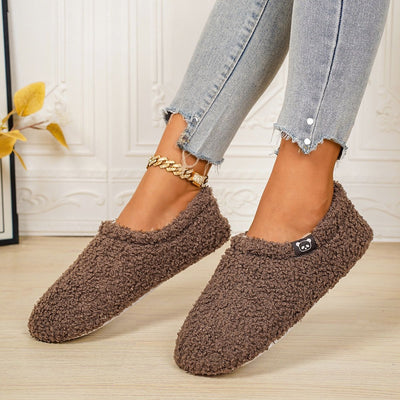 Cozy Winter House Slippers for Women – Thick Fleece-Lined, Slip-On Heel Support, Non-Slip Sole for Warm Indoor Comfort (L(40-41), Brown)