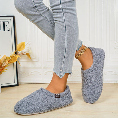 Cozy Winter House Slippers for Women – Thick Fleece-Lined, Slip-On Heel Support, Non-Slip Sole for Warm Indoor Comfort (L(40-41), Grey)