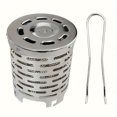 Portable Stainless Steel Camping Heater for Outdoor Cooking and Warming – Perfect for Tent, Snow, Ice Fishing, and Backpacking Trips with Detachable Handle (Silver)
