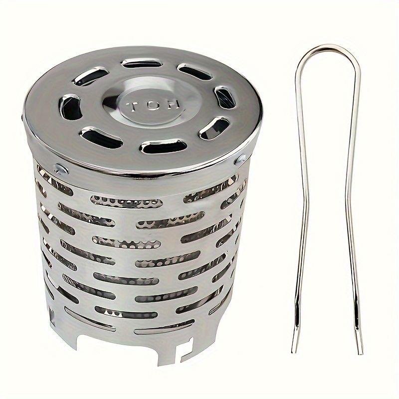 Portable Stainless Steel Camping Heater for Outdoor Cooking and Warming – Perfect for Tent, Snow, Ice Fishing, and Backpacking Trips with Detachable Handle (Silver)
