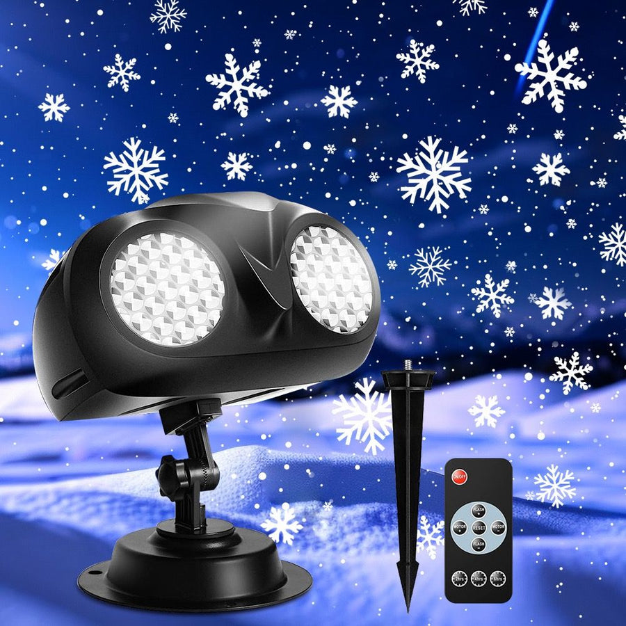 LED Snowflake Projection Owl Light, Dual Lens Dynamic Snowfall Effect for Indoor Christmas Decor and Outdoor Garden Waterproof Landscape Lighting (Black)