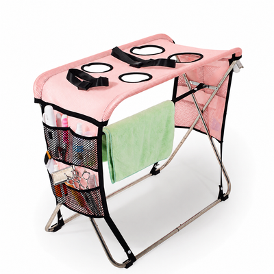 Portable Foldable Pet Grooming Table with Adjustable Restraint Loops – Ideal for Bathing, Drying, Nail Trimming, Ear Cleaning & Full Coat Care for Small to Medium Cats and Dogs (Pink)