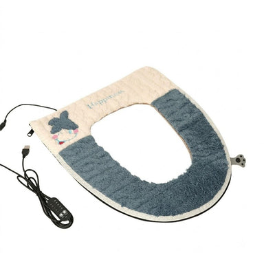 USB-Powered Heated Toilet Seat Cover with Soft Plush Surface, Adjustable Temperature & Timer, Washable and Easy-Install Design for Cozy Bathroom Use (RoyalBlue)