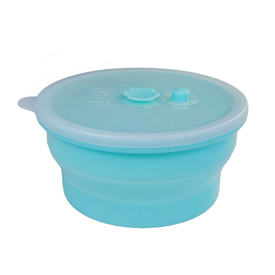 Collapsible Food-Grade Silicone Storage Container with Leakproof Lid, Built-in Date Dial and Steam Vent - Reusable, Microwave-Safe, Freezer-Ready, Perfect for Meal Prep, Leftovers, Picnics and Everyday Freshness (Blue（Round）, 1500ml)