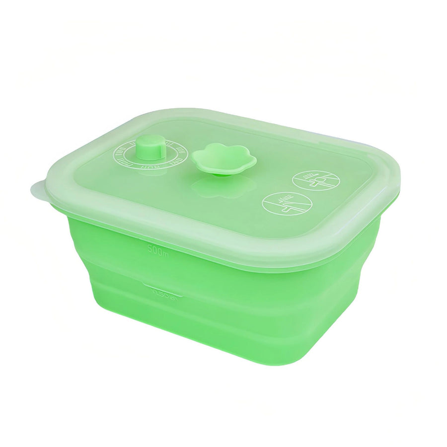 Collapsible Food-Grade Silicone Storage Container with Leakproof Lid, Built-in Date Dial and Steam Vent - Reusable, Microwave-Safe, Freezer-Ready, Perfect for Meal Prep, Leftovers, Picnics and Everyday Freshness (Green（Square）, 1500ml)