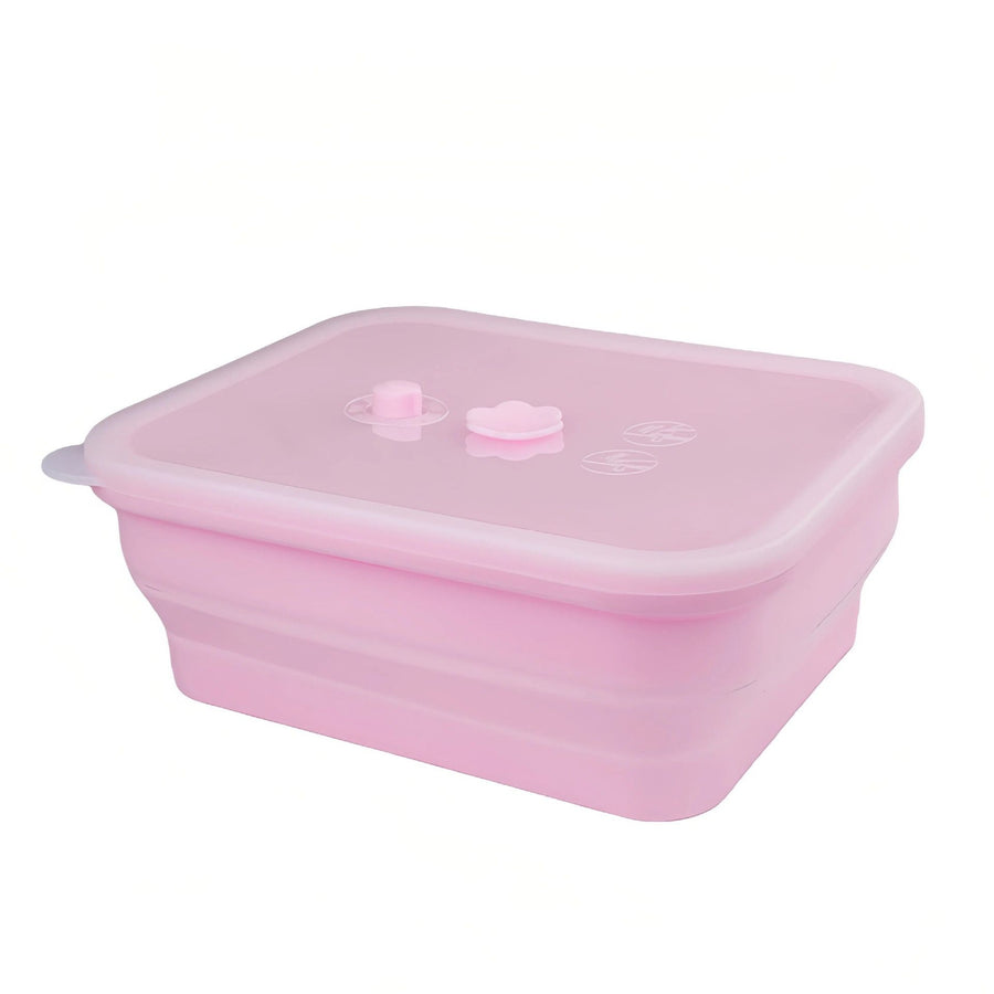 Collapsible Food-Grade Silicone Storage Container with Leakproof Lid, Built-in Date Dial and Steam Vent - Reusable, Microwave-Safe, Freezer-Ready, Perfect for Meal Prep, Leftovers, Picnics and Everyday Freshness (Pink（Square）, 1500ml)