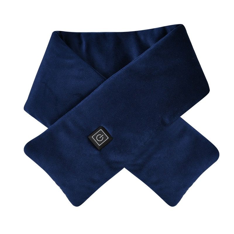 Smart Heated Winter Scarf with USB Power, 3-Temperature Control, Washable Design for Neck Warmth in Office, Home, and Outdoor Camping (Navy)