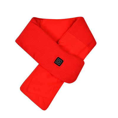 Smart Heated Winter Scarf with USB Power, 3-Temperature Control, Washable Design for Neck Warmth in Office, Home, and Outdoor Camping (Red)