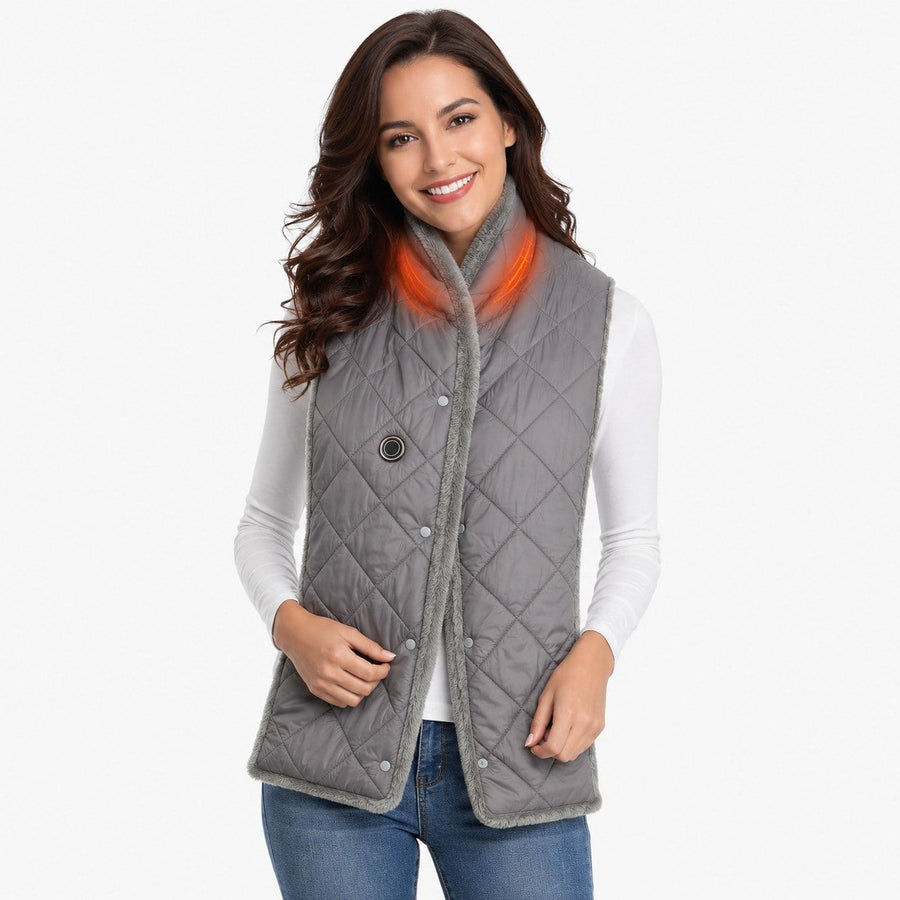 Stay Warm Anywhere with This USB-Powered Heated Scarf, Featuring Five Adjustable Heat Levels, Plush Fleece Lining, and a Versatile Snap-Button Design That Transforms into a Shawl or Wrap for Ultimate Cold-Weather Comfort (Grey, Long)