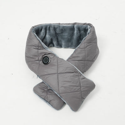 Stay Warm Anywhere with This USB-Powered Heated Scarf, Featuring Five Adjustable Heat Levels, Plush Fleece Lining, and a Versatile Snap-Button Design That Transforms into a Shawl or Wrap for Ultimate Cold-Weather Comfort (Grey, Short)