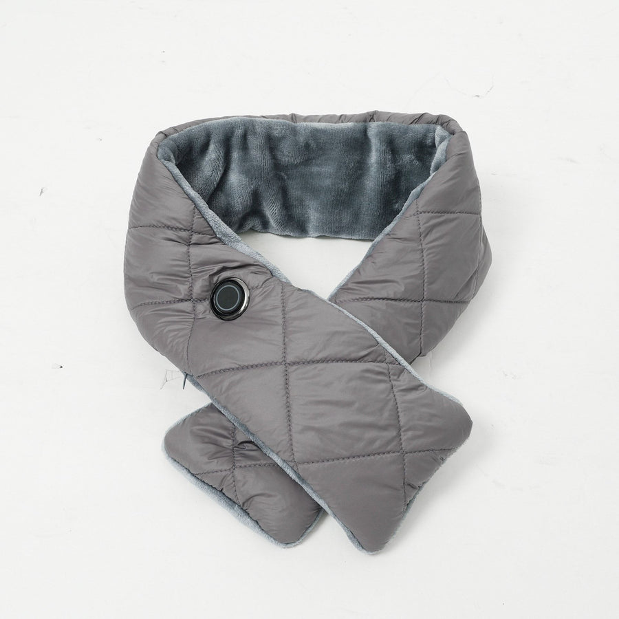 Stay Warm Anywhere with This USB-Powered Heated Scarf, Featuring Five Adjustable Heat Levels, Plush Fleece Lining, and a Versatile Snap-Button Design That Transforms into a Shawl or Wrap for Ultimate Cold-Weather Comfort (Grey, Short)