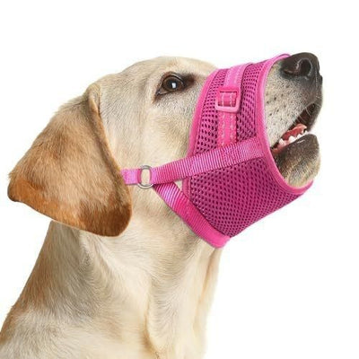 Soft Breathable Mesh Dog Muzzle for Small Medium Large Dogs, Adjustable Anti-Biting Barking Chewing Muzzle for Walking, Training, and Grooming (L, Pink)