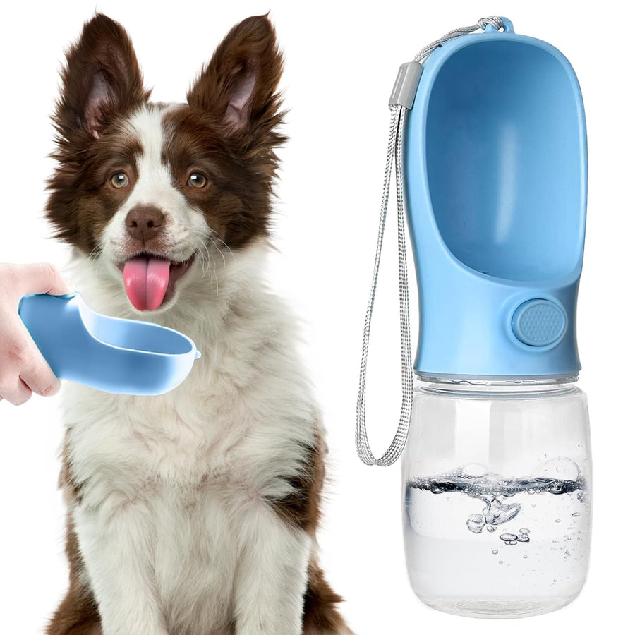 Portable Pet Water Bottle for Outdoor Walks, Travel, and Hiking – Leak-Proof Dog Water Dispenser with Bowl, Easy One-Hand Operation for Dogs, Cats, and Small Pets (350ML（21.5*7cm）, Pink)