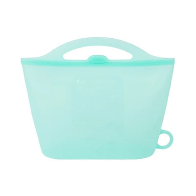 Reusable Silicone Food Storage Bag with Convenient Carry Handle, Leakproof Seal, 1000ml Capacity — Ideal for Storing Snacks, Grains, Fruits, Veggies, and More in Fridge, Freezer, or On-the-Go (Mint)