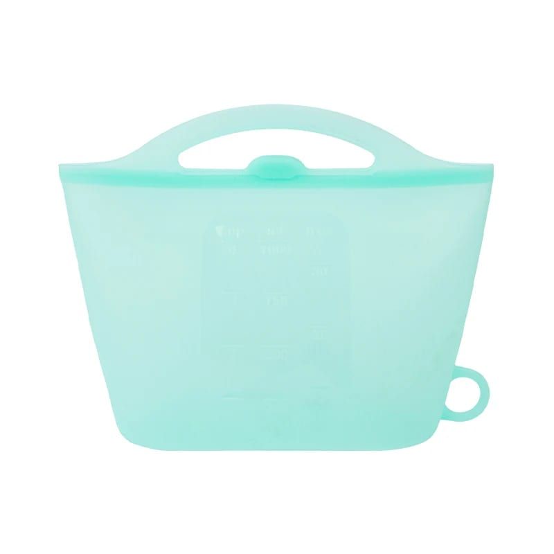 Reusable Silicone Food Storage Bag with Convenient Carry Handle, Leakproof Seal, 1000ml Capacity — Ideal for Storing Snacks, Grains, Fruits, Veggies, and More in Fridge, Freezer, or On-the-Go (Mint)