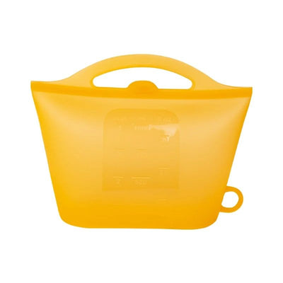 Reusable Silicone Food Storage Bag with Convenient Carry Handle, Leakproof Seal, 1000ml Capacity — Ideal for Storing Snacks, Grains, Fruits, Veggies, and More in Fridge, Freezer, or On-the-Go (OrangeYellow)