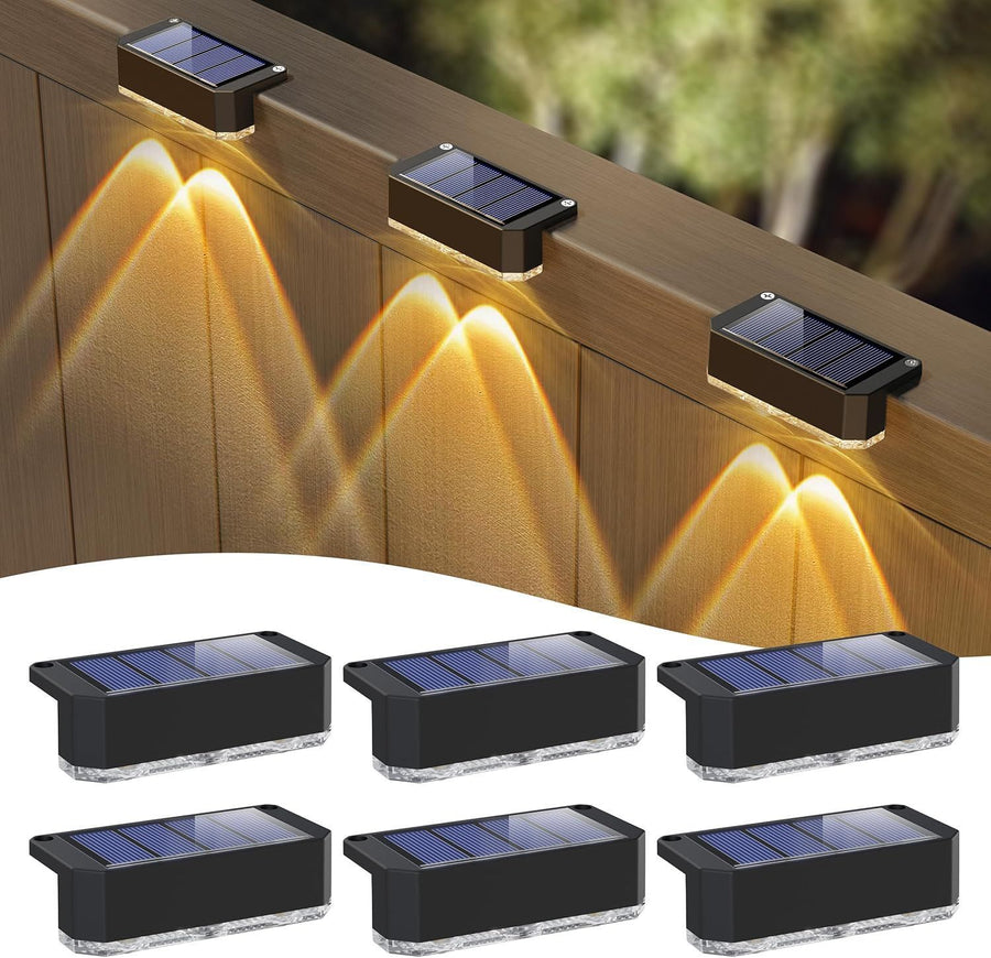 Solar Powered Outdoor Fence Light, Warm White Decorative Garden Rail Light with Auto On/Off, Easy Installation for Patio, Deck, and Yard Illumination (1PCS, WarmLight)