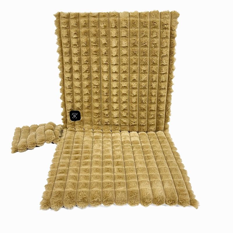 USB-Powered Heated Seat Cushion with Plush Faux Rabbit Fur, Anti-Slip Base, and Foldable Backrest – Ideal for Office Chairs, Car Seats, and Outdoor Camping Chairs in Rock Gray, Cherry Pink, and Fallen Yellow. (90×45×2cm, Yellow)