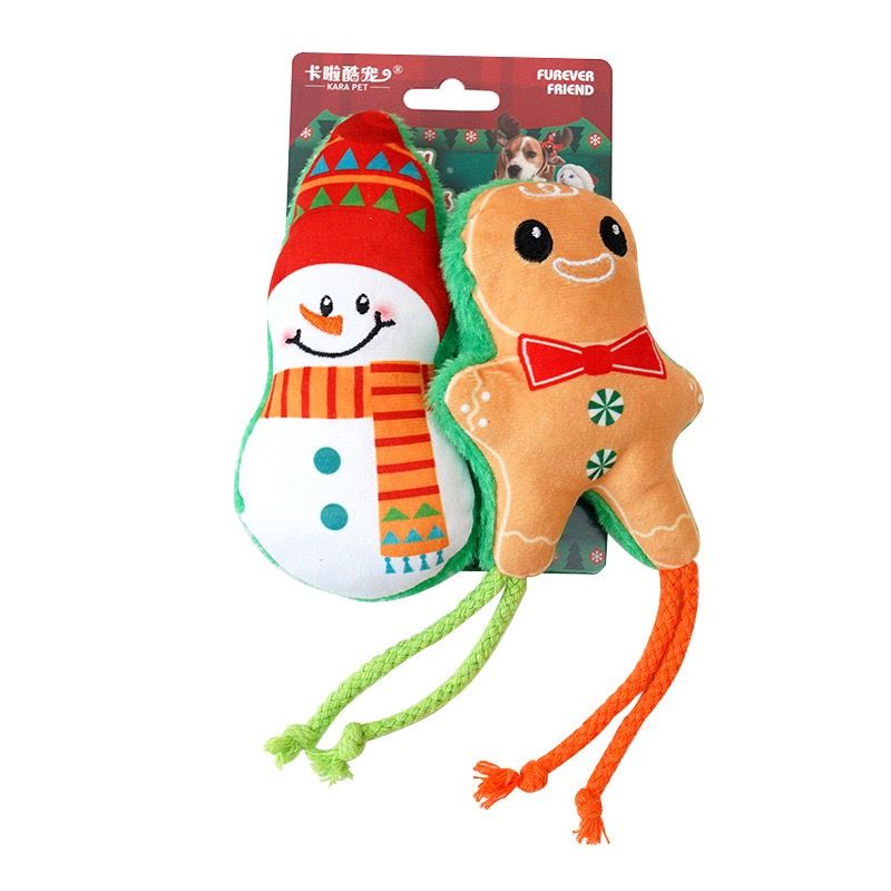 Christmas Plush Catnip Toys with Interactive Teaser Wands – Santa, Snowman, Gingerbread, Bell, and Tree Designs for Kittens and Indoor Cats’ Holiday Fun, Exercise, and Dental Care (Gingerbread Snowman)
