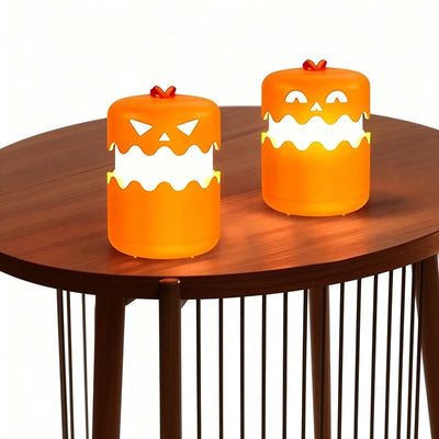 Dual-Expression Halloween Pumpkin Night Light with 360° Warm Glow, Rechargeable and Portable for Trick-or-Treat, Tabletop Decor, or Hanging Spooky Ambiance Anywhere (1PCS)