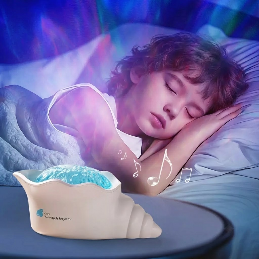 Seashell Starry Sky Projector Lamp with Dynamic Water Ripple Aurora Effect, ABS-PC Decorative Night Light for Bedroom Relaxation, Romantic Date Nights, Party Atmosphere, and Bath Time Ambiance (White)