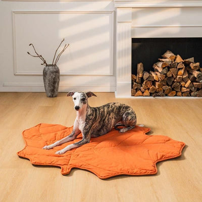 Leaf-Shaped Multi-Functional Pet Mat – Plush, Thick, and All-Season Comfort for Your Cat or Dog, Perfect as a Floor Pad, Crate Cushion, Sofa Protector, or Cozy Blanket (Orange)
