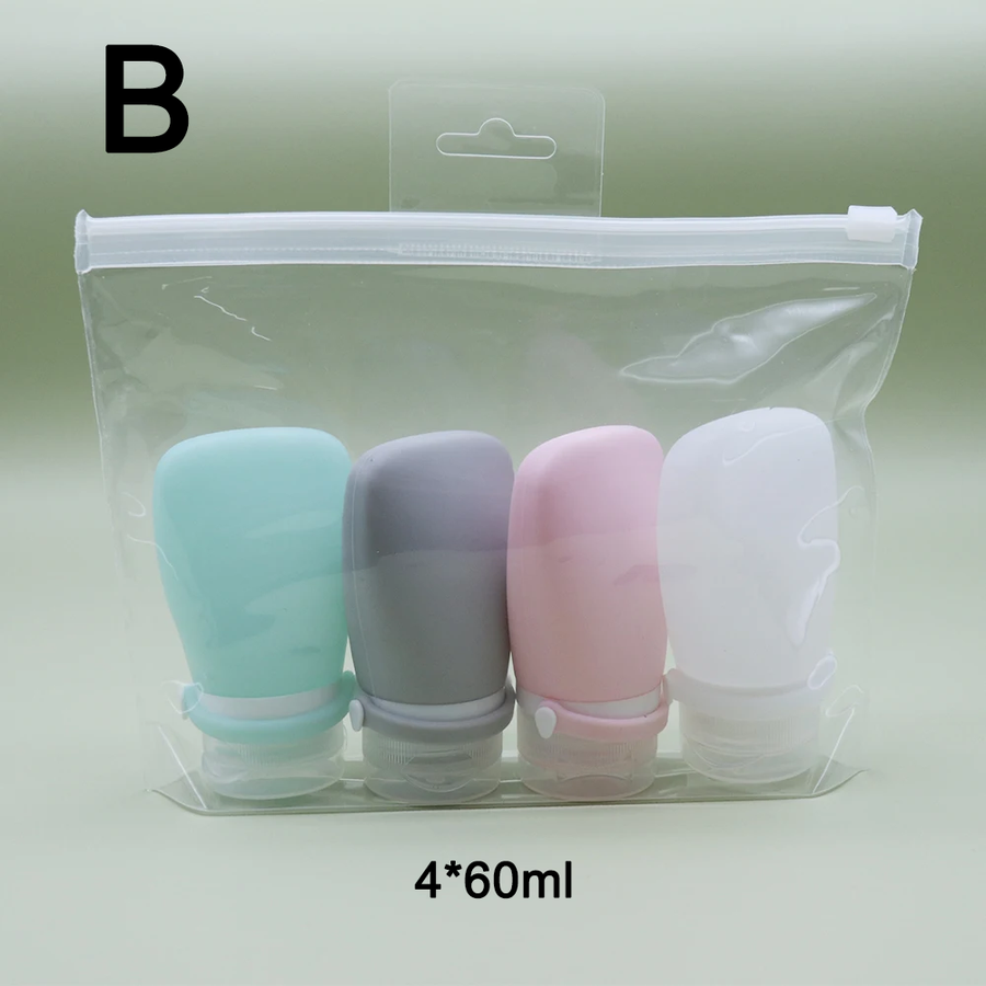 Travel-Friendly Silicone Dispensing Bottle Set for Toiletries, Leak-Proof Refillable Containers for Shampoo, Conditioner, Lotion, and Skincare – Lightweight, Squeezable, and TSA-Approved Carry-On Essentials (B)