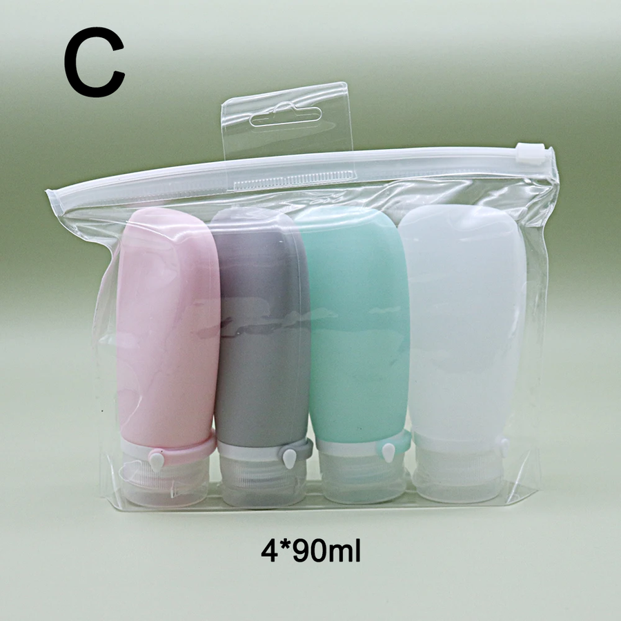 Travel-Friendly Silicone Dispensing Bottle Set for Toiletries, Leak-Proof Refillable Containers for Shampoo, Conditioner, Lotion, and Skincare – Lightweight, Squeezable, and TSA-Approved Carry-On Essentials (C)