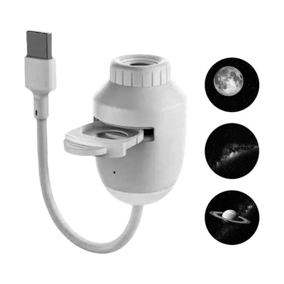 USB-Powered Star Projector Night Light with Interchangeable Film Slides – Create a Romantic Galaxy Ambiance in Your Bedroom, Car, or Party Space with Adjustable Focus and 160° Projection (White)
