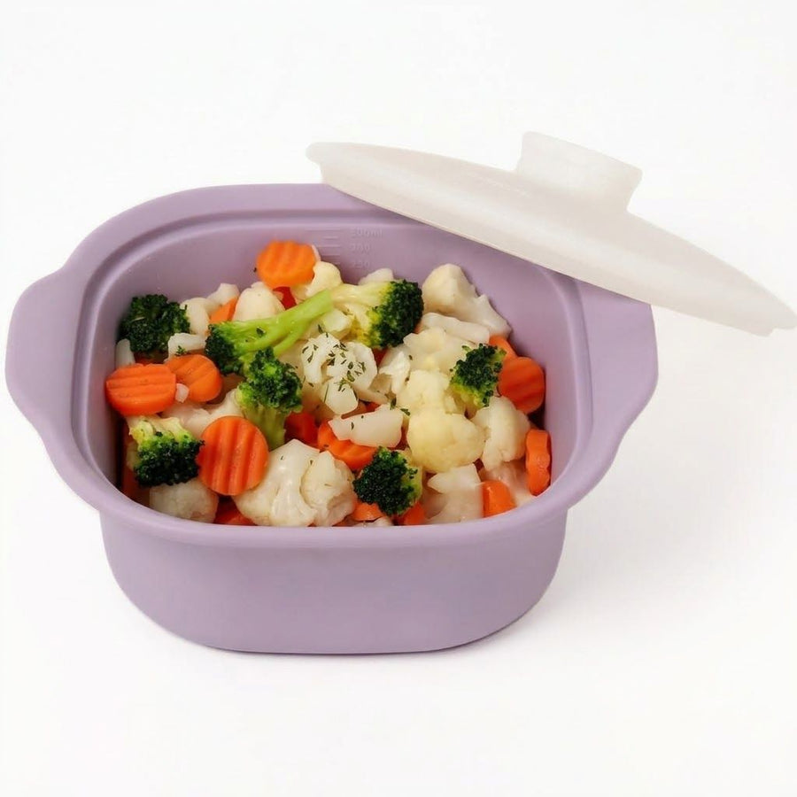 Multipurpose Platinum Silicone Steamer Pot – Food-Grade, Freezer-to-Oven Safe, Microwave & Dishwasher Friendly for Meal Prep, Baby Food, and Everyday Cooking (1200ml, Purple)