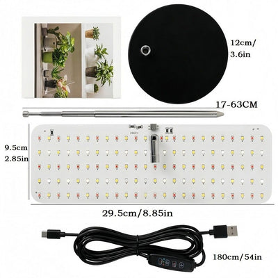 Full Spectrum LED Grow Light with Adjustable Stand & Timer, Ideal for Indoor Plants, Seedlings, Succulents, and Aquarium Tanks, USB Powered Desktop Plant Lamp for Home Micro Landscapes (Base Style)