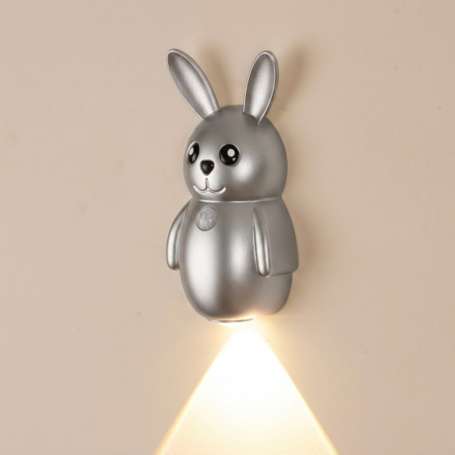 Adorable Cartoon Rabbit LED Motion Sensor Wall Light, Rechargeable Magnetic Cordless Night Lamp for Bedroom, Hallway, Stairs, and Kitchen with Dimmable Brightness and Adjustable Warm-to-Cool Glow (Silver, 3PCS)