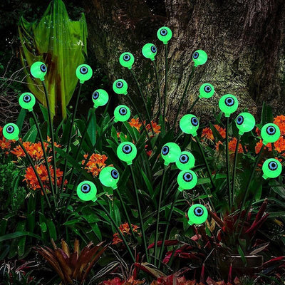 Solar Halloween Dancing Eyeball Stake Lights, Spooky Outdoor Decoration with Color-Changing LEDs, Auto On/Off, IP65 Waterproof, Ideal for Garden Pathway and Party Ambiance (Green Light, 2PCS)