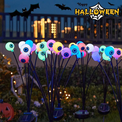 Solar Halloween Dancing Eyeball Stake Lights, Spooky Outdoor Decoration with Color-Changing LEDs, Auto On/Off, IP65 Waterproof, Ideal for Garden Pathway and Party Ambiance (Multicolor Light, 3PCS)