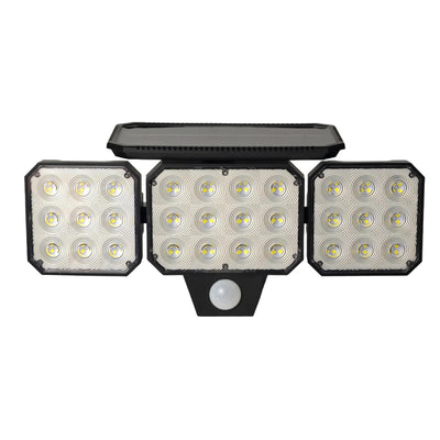 120-LED Solar Motion Sensor Outdoor Wall Light, 3 Adjustable Heads with 270° Coverage, 800 Lumens Super Bright, 3 Modes Security Lighting for Garage, Yard, Pathway and Fence (1PCS)