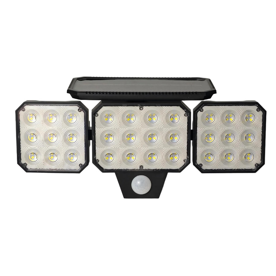 120-LED Solar Motion Sensor Outdoor Wall Light, 3 Adjustable Heads with 270° Coverage, 800 Lumens Super Bright, 3 Modes Security Lighting for Garage, Yard, Pathway and Fence (1PCS)