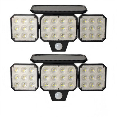 120-LED Solar Motion Sensor Outdoor Wall Light, 3 Adjustable Heads with 270° Coverage, 800 Lumens Super Bright, 3 Modes Security Lighting for Garage, Yard, Pathway and Fence (2PCS)