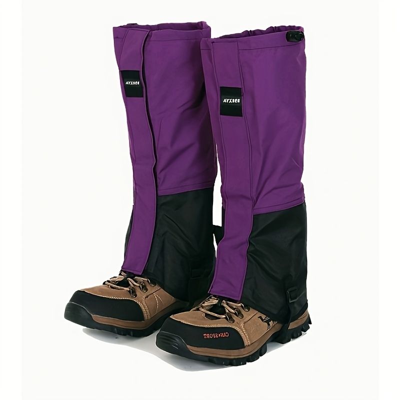 Outdoor Leg Gaiters for Hiking, Snow, and Mud – Waterproof, Breathable 100% Polyester with Adjustable Fit, Ideal for Skiing, Trekking, and Desert Exploration to Keep Debris Out of Boots (Purple)