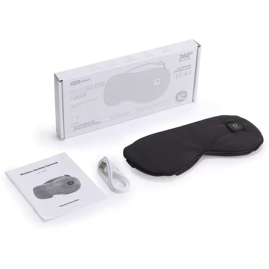 Wireless Smart Heated Eye Mask with 3-Temperature Control, Ergonomic Design for Eye Relief, Ideal for Sleep, Travel, and Office Relaxation (Black)